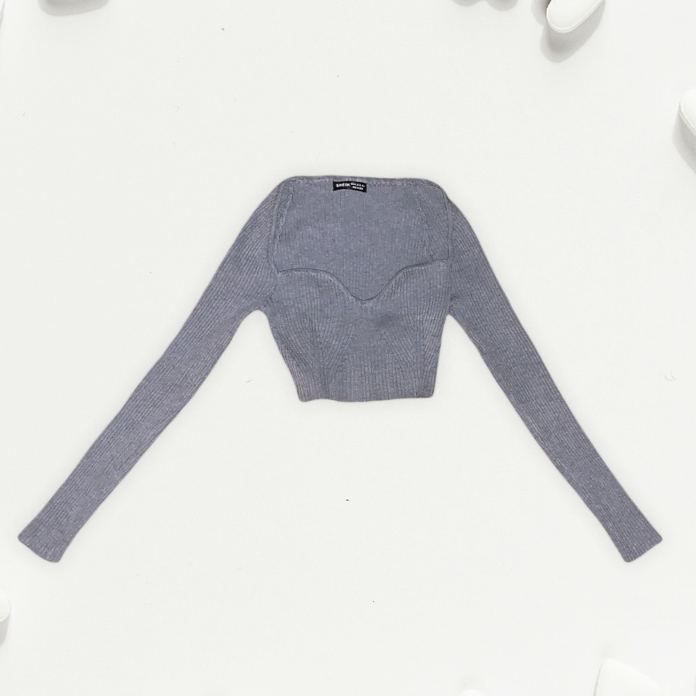 Grey Ribbed crop top